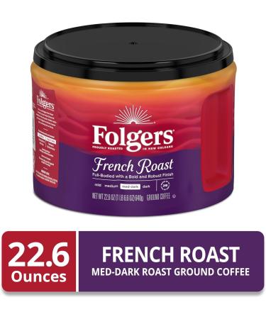 Folgers - French Roast Coffee | Caf Moulu de Moyenne-Haute Intensit - 1 Canette de 641 g - Buy Online on GoSupps.com
