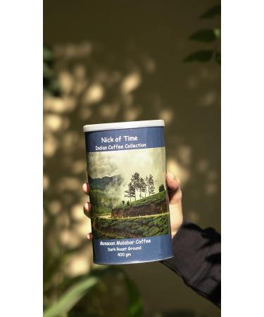Nick Of Time Indian Monsoon Malabar Ground Coffee 100% Arabica AA Grade Dark Roast from Malabar Region (400g |14.10 oz) - Buy Online on GoSupps.com