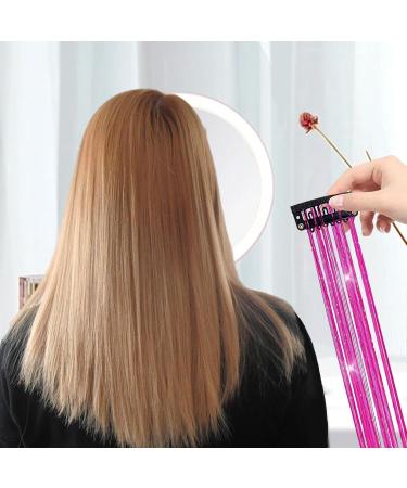 Hair Tinsel | 6 Shiny Clip in Hair Tinsel Kit | Colorful Fairy Glitter Hair Tinsel Clip Smooth for Christmas Daily Life Birthday Hot Pink - Buy Online on GoSupps.com