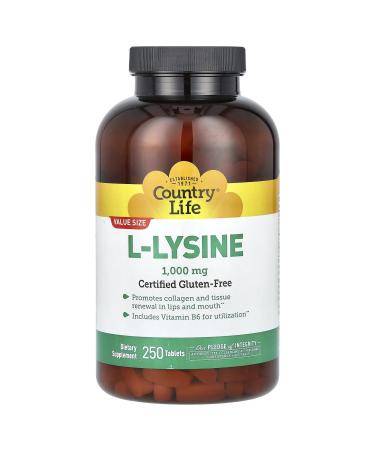 Country Life Vitamins - Lysine 1000 mg 250 tab