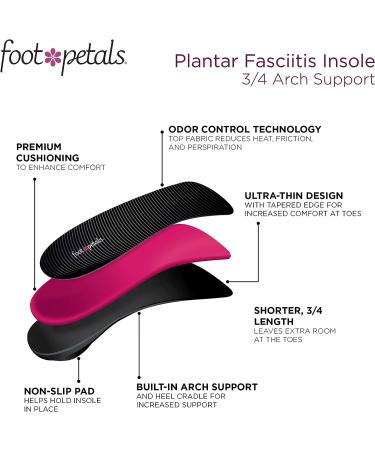 Foot Petals Plantar Fasciitis Insole - Arch Support for Women | PowerStep Black Small (Women's 7-8.5) - Buy Online on GoSupps.com