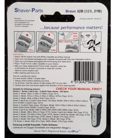 Buy Braun Electric Shaver 32B/21B Cassette - Compatible Spare Part for Series 3 | International Shipping Available - Buy Online on GoSupps.com