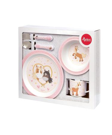 Sigikid 25271 Melamine Set - Pony Love | Kid-Friendly Tableware for Ages 36+ | White/Red/Yellow - Buy Online on GoSupps.com