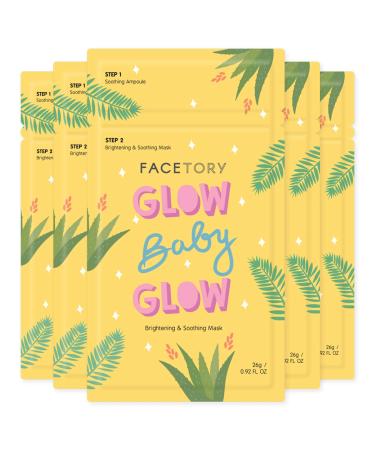 FACETORY Glow Baby Glow Niacinamide and Cica Brightening Sheet Mask - Brightening, Calming, and Moisturizing (Pack of 5)