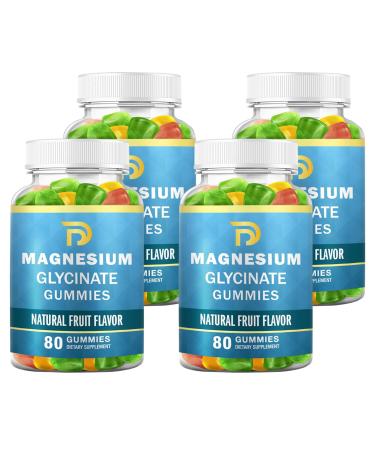Magnesium Glycinate Gummies for Adults & Kids Calm Magnesium Gummies for Sleep Magnesium Malate chewable 400mg Stress & Muscle Relief Relaxation Sugar Free Magnesium Potassium Supplement 4 Pack