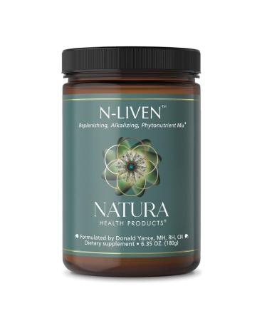Natura Health Products N-liven Supplement - Organic Superfood Greens Powder Drink - Including Spirulina & Chlorophyll - Premier Blend of Barley Grass Kale Spinach Goji Berry Raspberry (180 Grams)