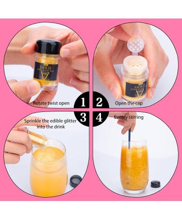 Edible Glitter - 4 Colors of Metallic Powder for Drinks Cakes & Food | 5G Bottles - 12 Color Options - Buy Online on GoSupps.com