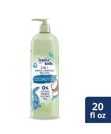 Suave Kids 3 in 1 Shampoo, Conditioner, Body Wash with Coconut Oil - Tear-Free & Moisturizing - 20 oz - Buy Online on GoSupps.com