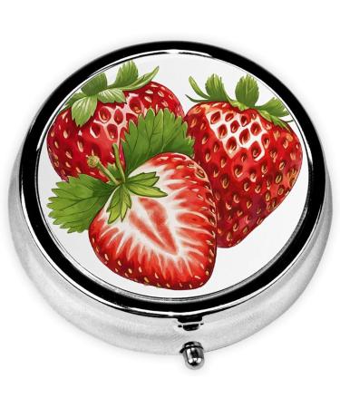 Fresh Strawberry Mini Round Pill Box 3 Compartment Travel Organizer for Medicine Pocket & Home Use - Buy Online on GoSupps.com