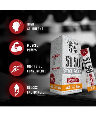 5% Nutrition Rich Piana 5150 High Stim Pre-Workout Powder Packets | Extreme Energy Focus Pumps & Endurance | 513 mg Caffeine Complex Citrulline Beta Alanine L-Tyrosine (Citrus Mango) (10 Count) - Buy Online on GoSupps.com