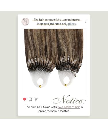 UGEAT Microring Extensions - Real Hair Dark Brown & Caramel Blonde Highlights 55 cm 50g 50 Pieces #4/27 - Premium Quality Hair Extensions - Buy Online on GoSupps.com