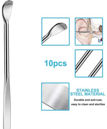 10pcs Sliver Metal Ear Cleaner Ear Pick Spoon Curette Remover Tool for Adults & Children - Buy Online on GoSupps.com