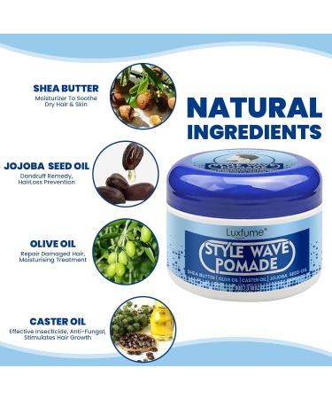 Premium Men's Pomade for 360 Wave Training | Natural Wave Butter Cream with Shea Butter & Jojoba Oil - Moisture Control & Silky Shine - Buy Online on GoSupps.com