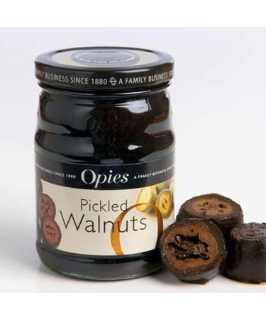 Opies Pickled Walnuts 390 g Harvested before shell formulation cooked & marinated in a special malt vinegar. Serve with cheese cold meats or as an ingredient in casseroles & salads. - Buy Online on GoSupps.com