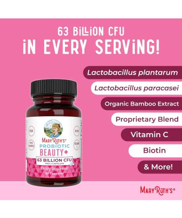 MaryRuth's Probiotic Beauty+ Capsules & Hair Skin & Nails Gummies (Strawberry) | B Corp Certified Clean Label Project Verified | Sugar-Free Vegan Non-GMO | Beauty | Skin Hair & Nail Support - Buy Online on GoSupps.com