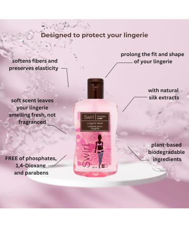 Swirl Lingerie Wash - Liquid Laundry Soap for Bra Panty Intimate Apparel Delicate Underwear - Eco-Conscious Concentrated Formula with Natural Silk Extracts - Soft Scent 3 Pack 280 ml 280 ml (Pack of 3) - Buy Online on GoSupps.com