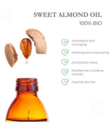 Irsan Organic Sweet Almond Oil with 100% Organic Sweet Almonds. 100 ml - Buy Online on GoSupps.com