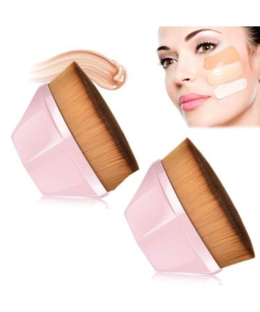 2 Pieces Ideal for Professional Face Base Brush Kabuki Foundation Brush with Box Brush Base Professional Kabuki Brush Liquid Makeup Brush (Pink)