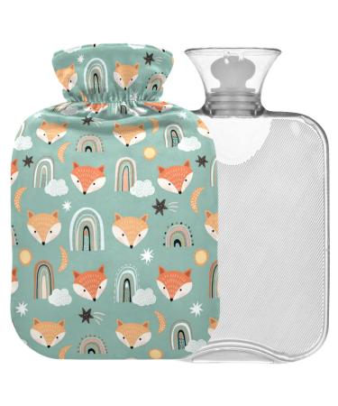 Naanle rainbow fox hot water bottle with reference transparent bag hot water bottle 1l heat bottle for bed handfoot heat pain relief heat and cold therapy