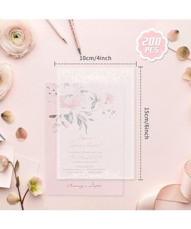 200 Sheet Save The Date Cards for Weddings Invitations Vellum Transparent Paper Clear Vellum Paper DIY Transparent Printable Tracing Paper for Wedding Reception Invitations Envelopes(4x6 Inches) 200Pcs 4x6Inch - Buy Online on GoSupps.com