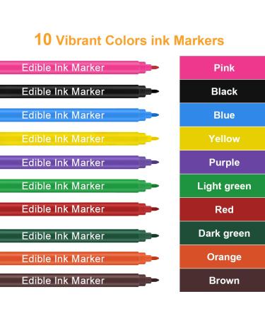 Double Sided Food Coloring Markers | Edible Gourmet Writer Pens for Cookies, Cakes, Desserts | Fine & Thick Tip | Food Grade Decorator Pens - Buy Online on GoSupps.com