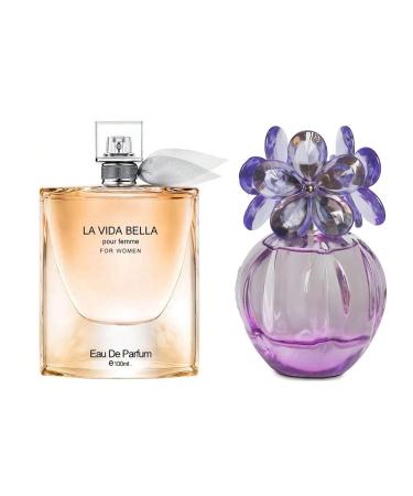 Women's Perfume La Vida Bella& Daicy Blue Combo Set Eau De Parfum Long Lasting Fragrance 3.4 Fl Oz Spray Each for Daily Used la vida bella&Daicy Blue