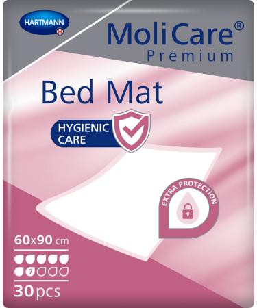 Molicare Premium Bed Mat 7 drops: bed protection insert with absorbent core made of pulp flakes 60x90 cm 30 st white 30 pieces (1 Pack) 1