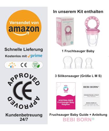 BEBI BORN Baby Fruit Teat Set - 1 Fruit Teat + 3 BPA-Free Silicone Teats (3-24 Months) - Pink Fruit Teat for Babies 4+ Months - Safe & Easy to Use - Buy Online on GoSupps.com