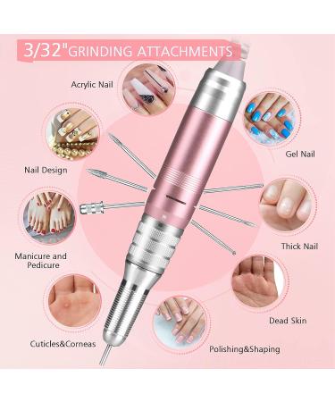 35000RPM Portable Nail Drill Machine - Rechargeable Professional Electric Efile for Acrylic Gel Nails - Cordless Rose Gold - Buy Online on GoSupps.com
