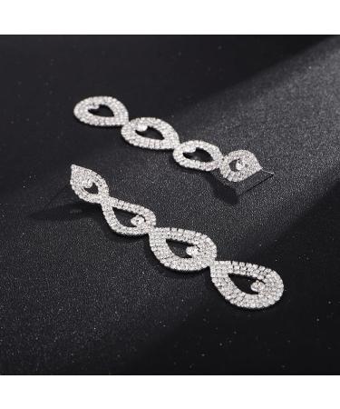 Denifery Rhinestone Chandelier Tassel Drop Earrings - Teardrop Crystal Studs for Wedding Bling - Silver Dangling Statement Earrings for Women - Buy Online on GoSupps.com