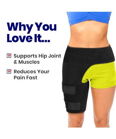 Hip Brace Thigh Compression Sleeve - Large Right | Support for Hip Pain Relief & Sciatica | Groin Compression Wrap for Hip Replacement - Buy Online on GoSupps.com
