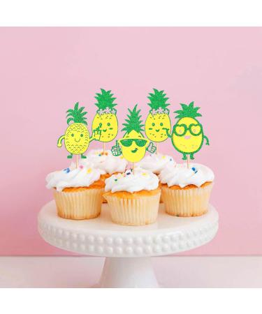 Ercadio 24 Pack Pineapple Cupcake Toppers Green Glitter Donut Cupcake Picks Hawaiian Luau Tropical Summer Aloha Theme Bridal Shower Birthday Party Cake Decorations Supplies b-pineapples - Buy Online on GoSupps.com