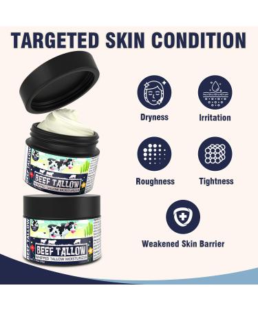Vxacen Beef Tallow Face Moisturiser - 100% Grass Fed Beef Tallow for Skin Care - Natural Handmade Lotion Whipped Beef Tallow Cream for Face & Body Sensitive Skin (New Black) - Buy Online on GoSupps.com