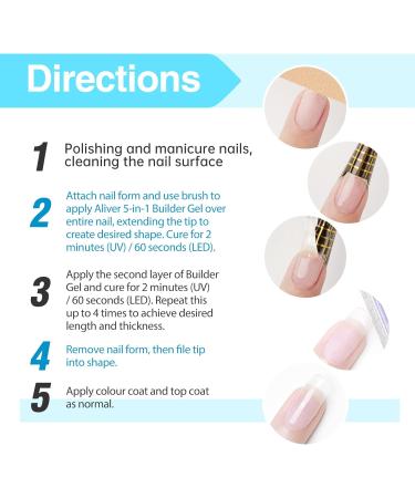 Clear Builder Gel 5 in 1 Builder Base Strengthening Gel 15ml Nails Extension Base Coat UV/LED Nail Polish Coat for Hard Strong Nails Tips & Extensions - Buy Online on GoSupps.com