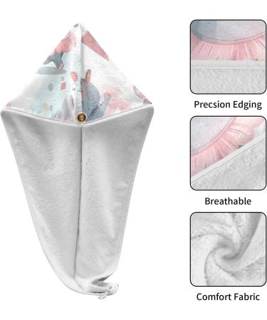 Grey Hippos Hair Towel 2 Pack | Super Absorbent Quick Dry Hair Turbans for Women & Girls | Ultimate Hair Drying Solution - Buy Online on GoSupps.com