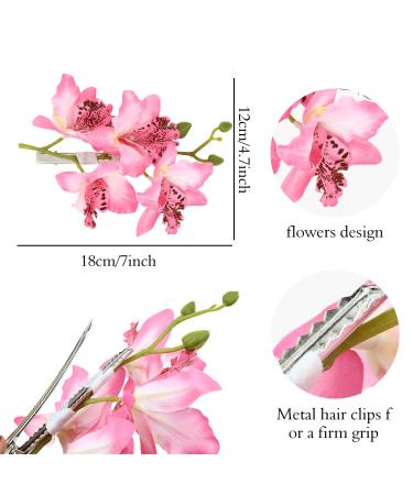 8 Pack Artificial Orchid Flower Hair Clips - Tropical Floral Barrettes for Women - Wedding Bridal Hair Accessories - Buy Online on GoSupps.com
