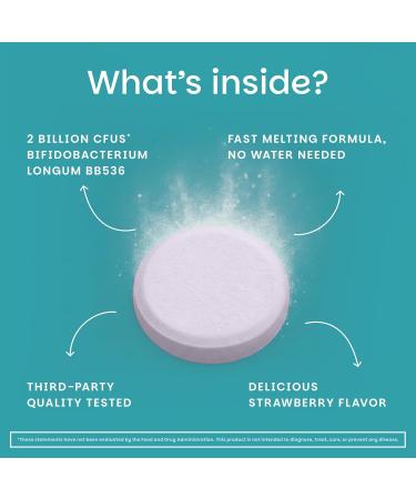 EZ Melts Healthy Aging Probiotic - Daily Probiotic for Digestive & Gut Health Support - with Bifidobacterium Longum - Non-GMO & Vegan - Strawberry - 60 Dissolvable Tablets (60 Servings) 60 Count (Pack of 1) - Buy Online on GoSupps.com