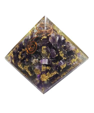Orgone Pyramid Large Amethyst Crystal Energy Generator EMF Protection Meditation Healing (2.5 Inch)