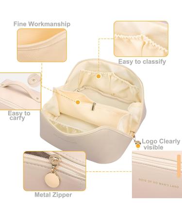 Amszke Large Capacity Travel Cosmetic Bag | Waterproof PU Leather Makeup Organizer for Women - Black - Buy Online on GoSupps.com