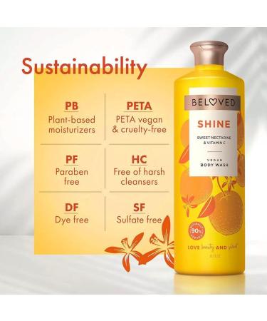 Beloved Vegan Body Wash - Hydrating Sweet Nectarine & Vitamin C Cleanser (18oz) for Luxurious Soft Skin - Buy Online on GoSupps.com