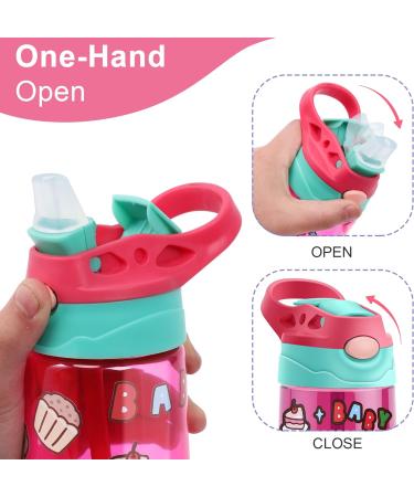 ROISDIYI Kids Water Bottle with Straw - 16oz 3 Pack, Spill Proof & Ideal for Travel - Easy Clean, Dishwasher Safe - Press Button for Pop Up Straw - Buy Online on GoSupps.com