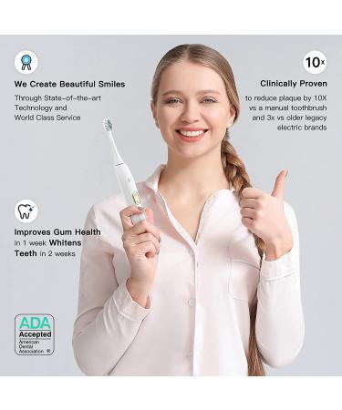 KHS Sonic Electric Toothbrush - 5 Modes, 4 Replacement Heads, Rechargeable & Waterproof - Oral Care for Adults & Kids (Off-White) - Buy Online on GoSupps.com