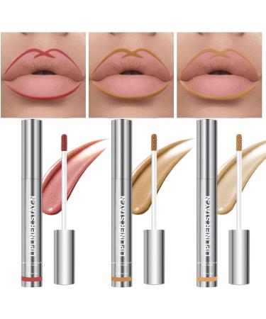 3 Pack Peel Off Lip Pencil - Long Lasting & Removable Lip Tattoo - Matte Brown - Light Brown/Dark Brown/Burgundy - Buy Online on GoSupps.com