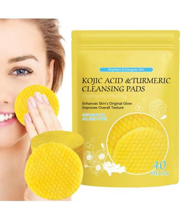 40 Turmeric Kojic Pads Turmeric Kojic-Acid Pads Turmeric Kojic Cleansing Pads Hydrating & Moisturizing Kojic-Acid Turmeric Cleansing Sponges Facial Sponges for Cleansing