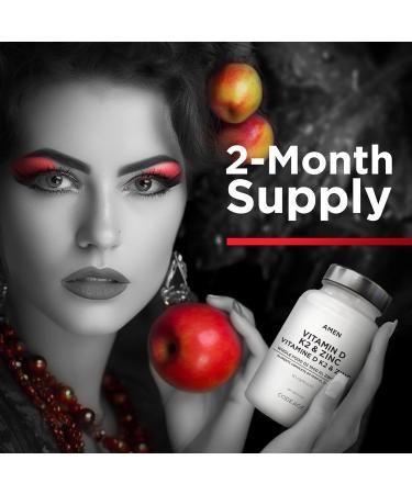 Amen Vitamin D3 K2 & Zinc Supplement - 2-Month Supply - Immune & Bone Health Energy Metabolism Skin & Tissue Support Whole Food With Apple Blueberry Cranberry Elderberry - Non-GMO - 60 Capsules - Buy Online on GoSupps.com