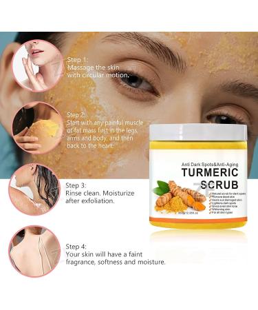 Turmeric Body Scrub Large-Capacity Vitamin C Scrub Turmeric Body Exfoliator Scrub Dead Skin Remover for Body Exfoliating Face Scrub Deep Cleansing Remove Dead Skin Improve Dark Spots Acne 350g - Buy Online on GoSupps.com