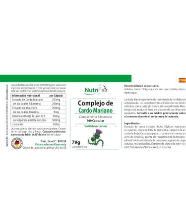 Nutrifair BV Milk thistle complex with milk thistle artichoke & dandelion 250 mg silymarin per day 100 capsules high dosage 100 vegan German production & laboratory testing NutriFair - Buy Online on GoSupps.com