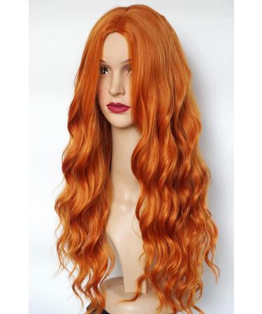 Long Ginger Red Curly Costume Wig | Synthetic Wavy 28 Wig for Women Halloween Costume - Wigbuy - Buy Online on GoSupps.com