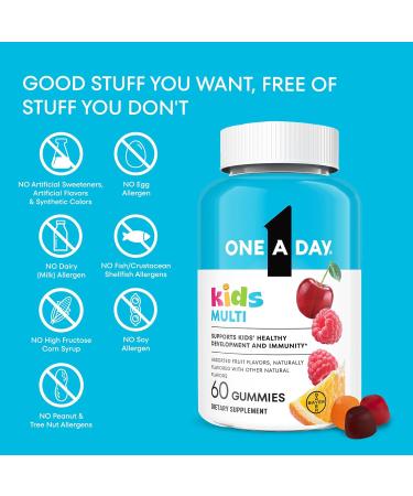 One A Day Kids Multivitamin Gummies Kids Vitamins with Vitamin C D E & Zinc for Immune Support Childrens Gummy Vitamins Assorted Fruit Flavors 60ct (Packaging May Vary) - Buy Online on GoSupps.com