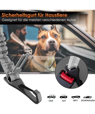 Eyin 3 in 1 Dog Seat Belt - Reflective Elastic Nylon for All Breeds | Adjustable 90cm Dog Car Restraint - Buy Online on GoSupps.com